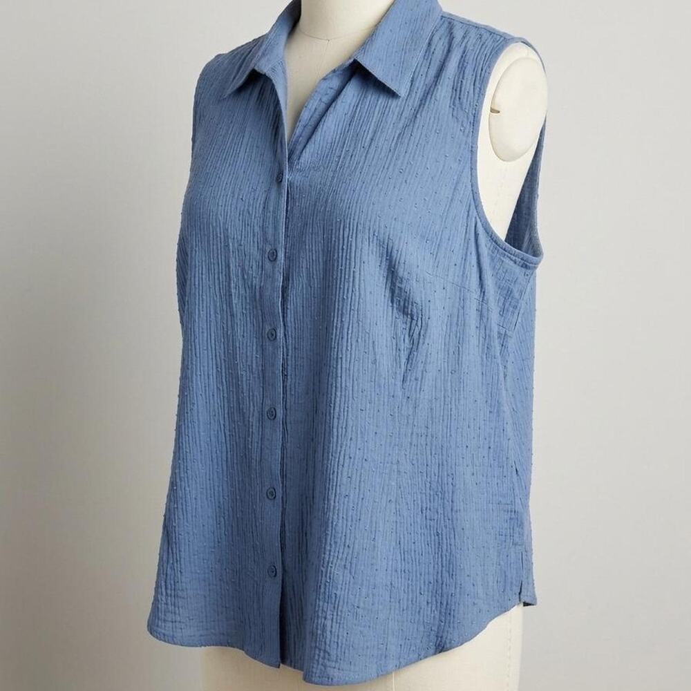 COTTON Avenue blue solid woven sleeveless